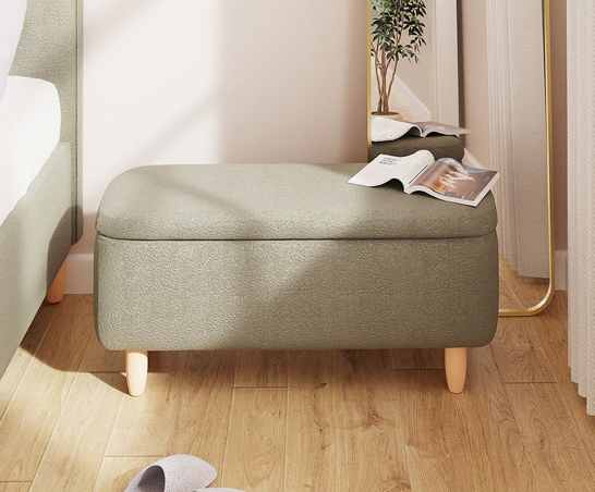 Florence Boucle Ottoman- Natural Mushroom