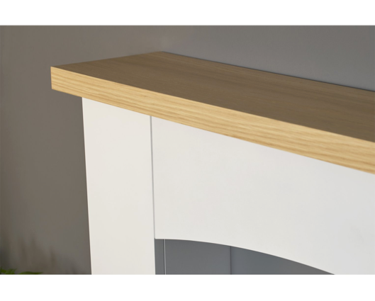 Hugo Fireplace Suite 39inch - White/Grey With Electric Stove - White Enamel