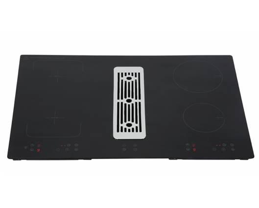 SIA 80cm Induction Hob With Built In Downdraft Extractor Fan & Filter Black 