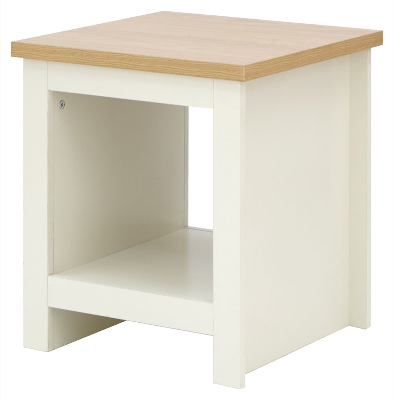 Lachlan Side Table with Shelf- Cream