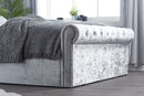 Sienna King Ottoman Bed - Steel Crushed Velvet