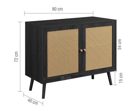 Croxley Rattan 2 Door Sideboard - Black