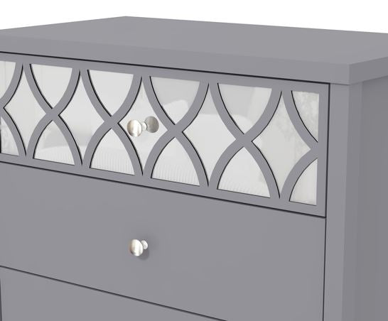 Arianna 4 Drawer Chest with Mirror- Cool Grey