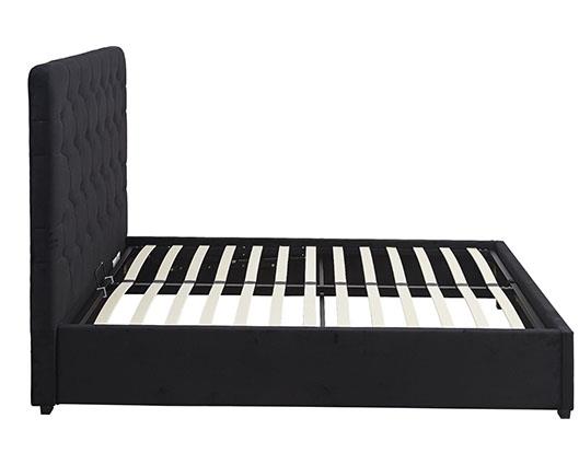MADISON 5' OTTOMAN BED - BLACK VELVET FABRIC