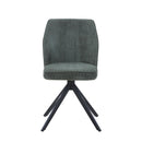 Aspen swivel dining chairs, green cord fabric with black metal legs (pair)