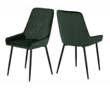 MODENA & AVERY DINING SET (X4 CHAIRS) - CREAM/EMERALD GREEN VELVET