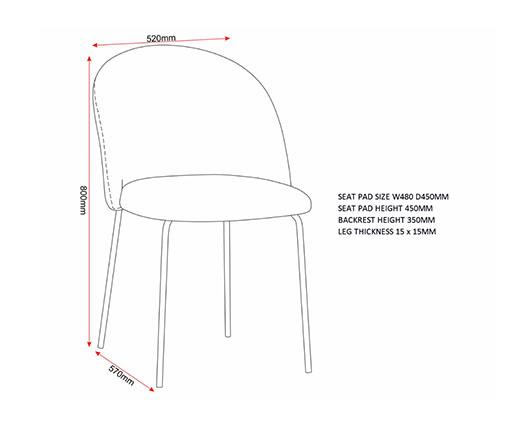 BOSTON DINING CHAIR (X4 PER BOX) - SAPPHIRE BLUE VELVET