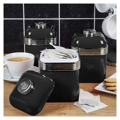 Swan Retro Set of 3 Canisters - Black