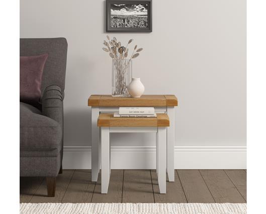 WINDSOR NEST OF 2 TABLES - IVORY/OAK