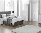 Shoreditch High Headboard Ottoman Double Bed - Grey Slate Velvet