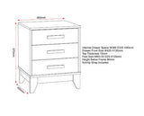 CLEVELAND 3 DRAWER BEDSIDE - WHITE/GREY METAL EFFECT