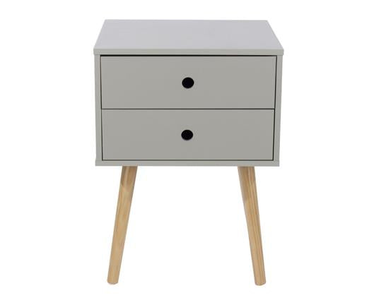 Scandia 2 Drawer Bedside Cabinet-Light Grey