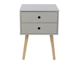 Scandia 2 Drawer Bedside Cabinet-Light Grey