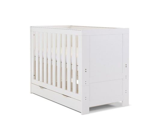 Nika Mini Cot Bed & Underdrawer - White Wash