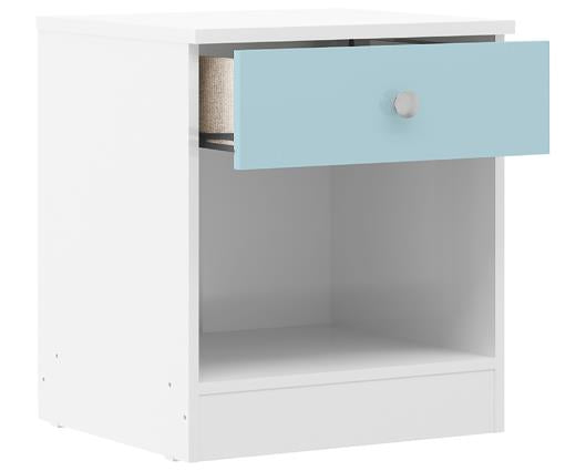 DENVER 1 DRAWER BEDSIDE - WHITE/BLUE GLOSS