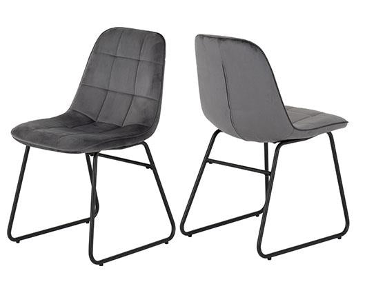 ATHENS ROUND & LUKAS DINING SET (X4 CHAIRS) - CONCRETE/GREY VELVET