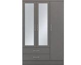 NEVADA 3 DOOR 2 DRAWER WARDROBE - 3D EFFECT GREY