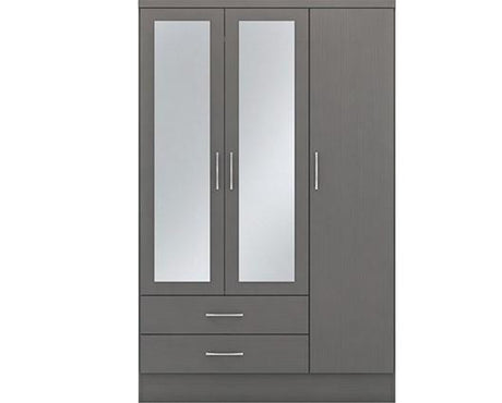 NEVADA 3 DOOR 2 DRAWER WARDROBE - 3D EFFECT GREY