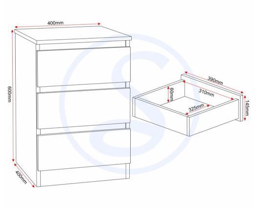 MALVERN 3 DOOR WARDROBE BEDROOM SET - SONOMA OAK EFFECT