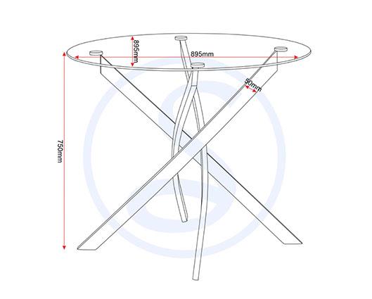 SHELDON ROUND GLASS TOP DINING SET (X4 CHAIRS) - CLEAR GLASS/BURNT ORANGE VELVET FABRIC