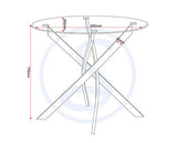 SHELDON ROUND GLASS TOP DINING SET (X4 CHAIRS) - CLEAR GLASS/BURNT ORANGE VELVET FABRIC