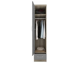 NEVADA 1 DOOR 1 DRAWER WARDROBE - GREY GLOSS/LIGHT OAK EFFECT VENEER