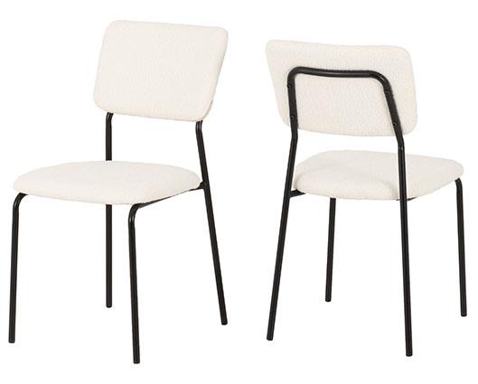 MARLOW & SHELDON DINING SET (X4 CHAIRS) - BLACK MARBLE/IVORY BOUCLE FABRIC