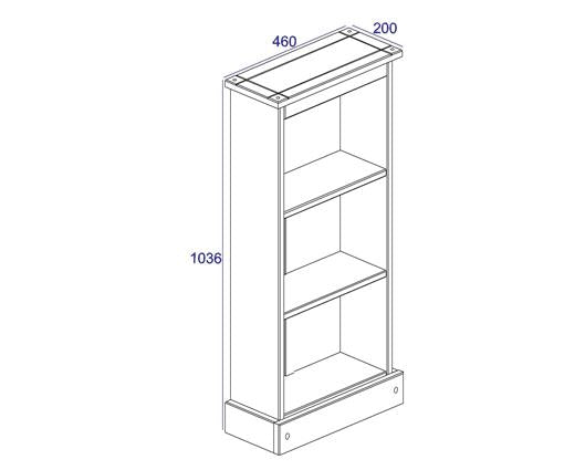 Corona Low narrow bookcase