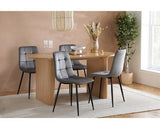 Axel Oval Fluted Dining Table with 4 Fabric Chairs - Oak