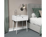 Saturn metal 1 drawer bedside cabinet, white with gold handle