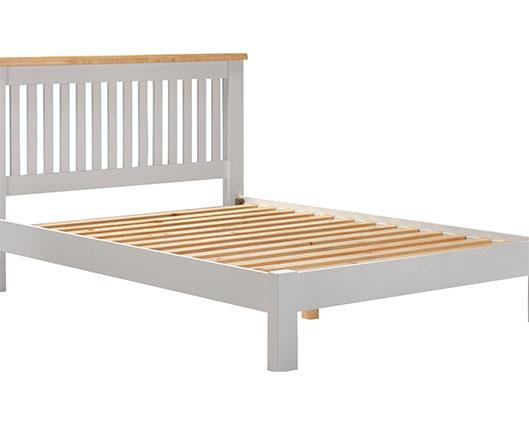 WINDSOR 4'6" LOW END BED - PEBBLE GREY/OAK