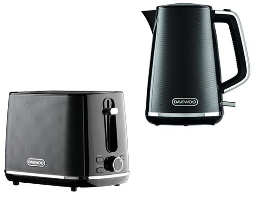 Daewoo Stirling 2 Slice Toaster & 1.7 Kettle Black