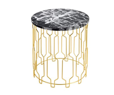 Gaia End Table- Black Marble