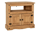 Corona Corner TV Cabinet - Distressed Waxed Pine