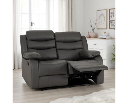 Roma 2 Seater Recliner Sofa - Grey Faux Leather