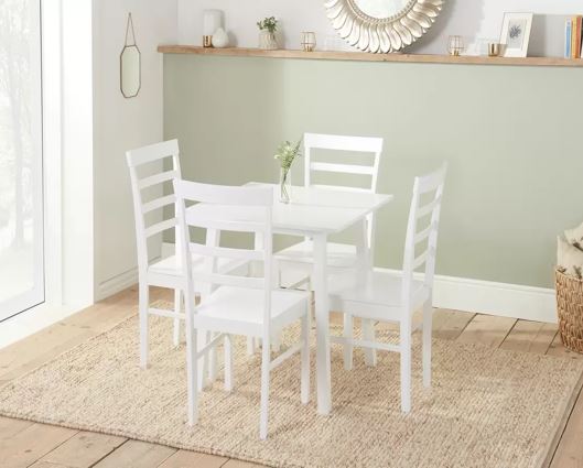 Stetson Dining Table & 4 Ladder Chairs- White