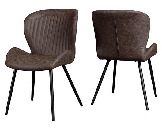 HAMILTON & QUEBEC MEDIUM DINING SET (X4 CHAIRS) - MEDIUM OAK EFFECT/BROWN FAUX LEATHER