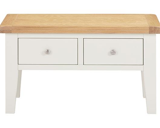 WINDSOR 2 DRAWER COFFEE TABLE - IVORY/OAK