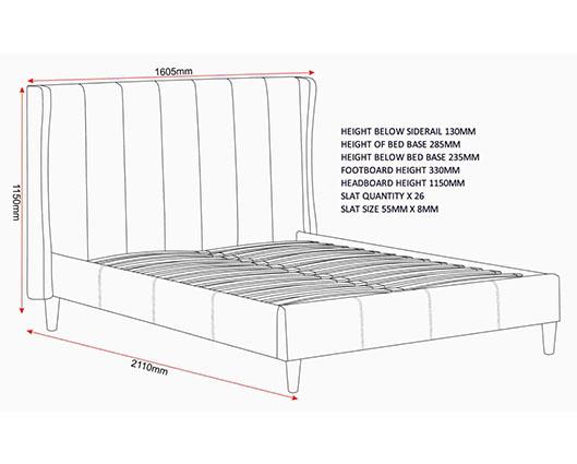 AMELIA 4'6" BED - GREEN VELVET FABRIC
