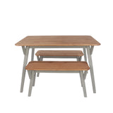 Corona Grey 120cm kitchen table & 2 bench set