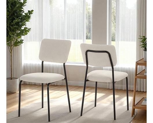 SHELDON DINING CHAIR (X4 PER BOX) - IVORY BOUCLE FABRIC