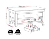 BORDEAUX 2 DRAWER COFFEE TABLE - PEBBLE GREY/OAK