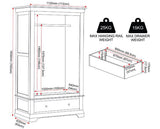 BORDEAUX 2 DOOR WARDROBE - PEBBLE GREY