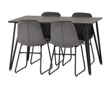 MARLOW & LUKAS DINING SET (X4 CHAIRS) - BLACK MARBLE/GREY VELVET