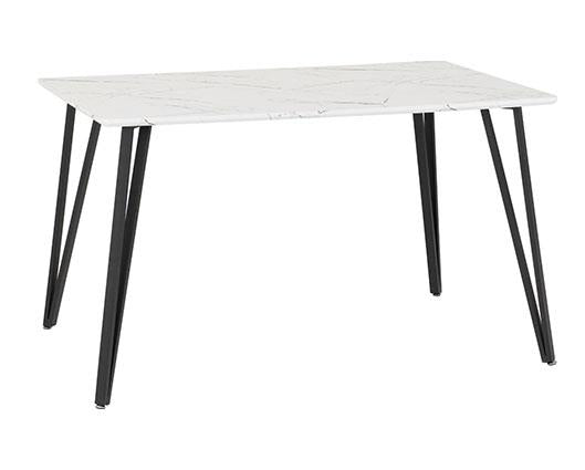 MARLOW & ATHENS DINING SET (X4 CHAIRS) - WHITE MARBLE/GREY FAUX LEATHER