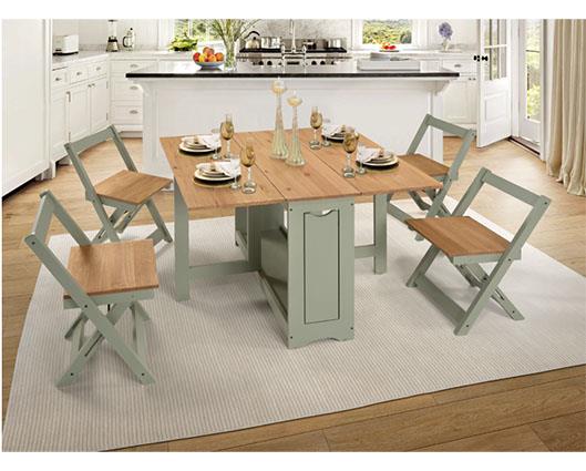 SANTOS BUTTERFLY DINING SET (X4 CHAIRS) - GREEN/DISTRESSED WAXED PINE