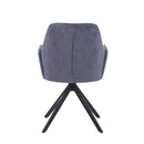 Aspen swivel dining armchairs, grey fabric with black metal legs (pair)