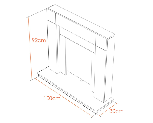Milton Fireplace White & White/Black 39 Inch