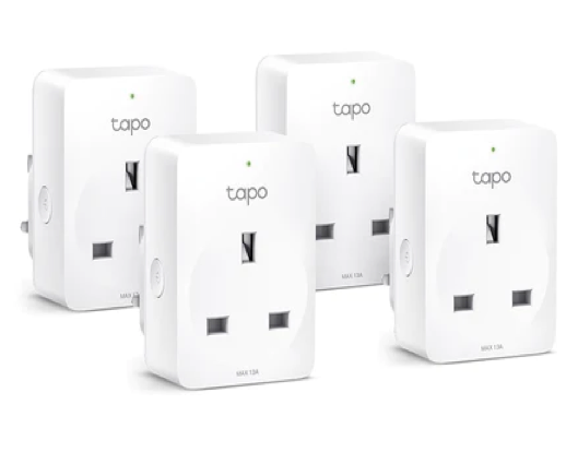 TP-Link Tapo P100 WiFi Smart Plug 4 Pack - Works With Alexa and Google Assistant