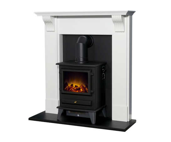 Harrow in White & Black with Hudson Stove